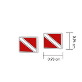 Dive Flag Sterling Silver Post Earring TE2622 - DiveSilver Jewelry